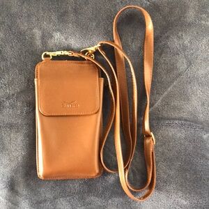 Claasico Fossil Brown Leather Crossbody Phone Bag